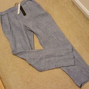 Linen Nicole Miller Crop or Ankle pant New Chambray blue